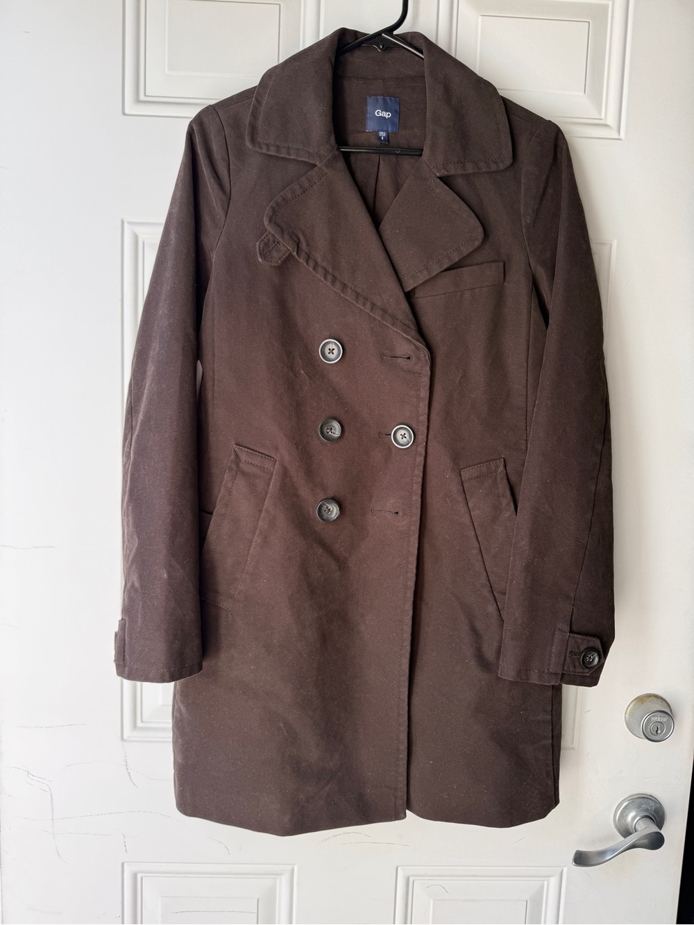 GAP Women's Dark Brown Double-Breasted Pea Coat